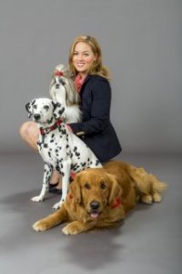 Erika Christensen with Adam and Eve and Shirley, Bailey's boyfriends' dogs
